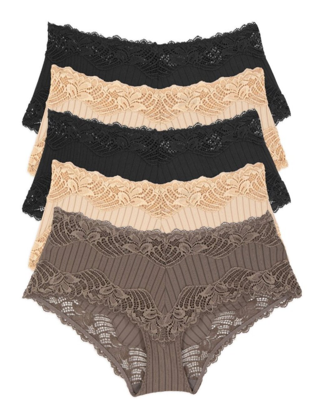 Felina Stripe Delight Hipster 5-Pack Size MediumChic Neutrals / Medium